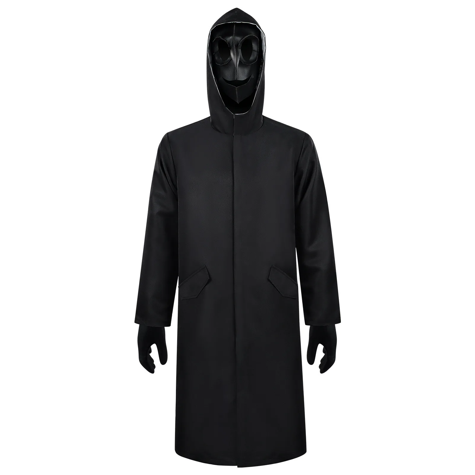 Black Hooded Jacket Movie Cosplay Costume Halloween Dark Crow Mask Stage Performance Real Person Hide Killing Outfit Long Sleeve view 2
