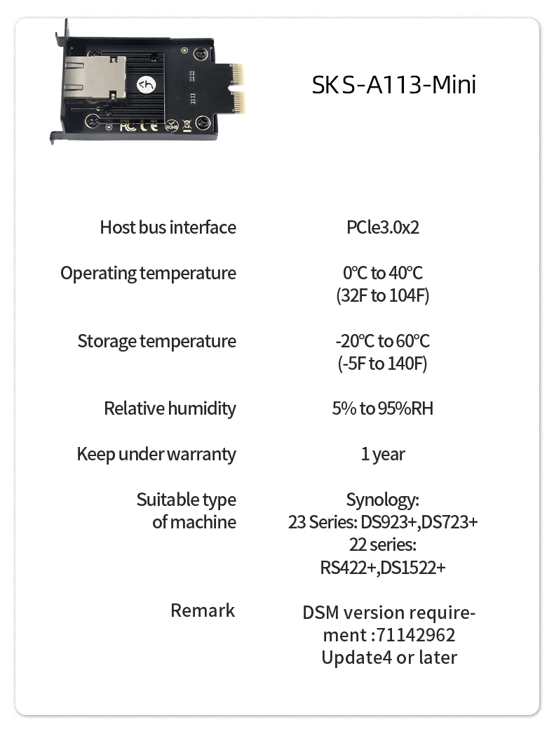 Imagem -04 - Xikestor 10g Pcie Mini Placa de Rede 10gbe Rj45 Módulo de Atualização de Rede Adequado para Servidores de Synologia Compacta Ds923 Mais Ds723 Mais Rs422 +