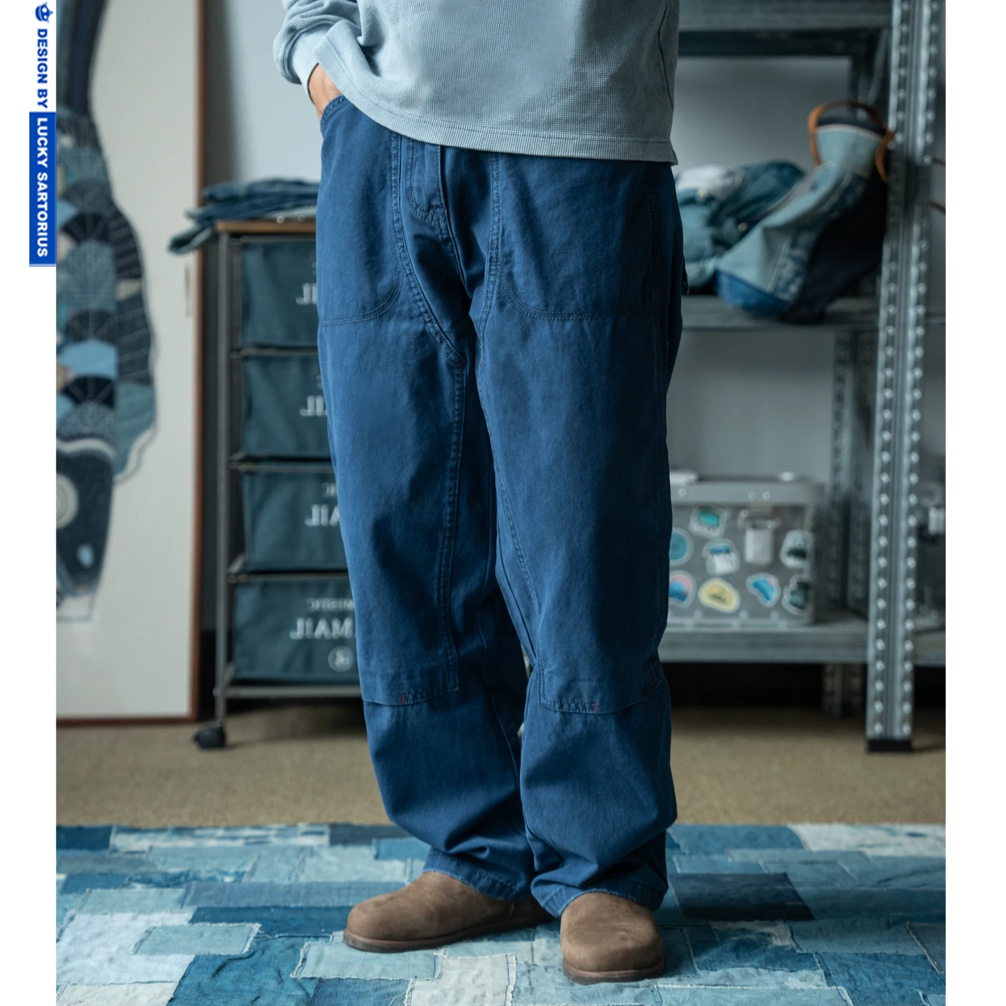 Calças Jeans Masculinas Retro Lavadas de Perna Larga, Corte Solto e Reto, Calças de Algodão Azuis Versáteis para Homens e Mul...