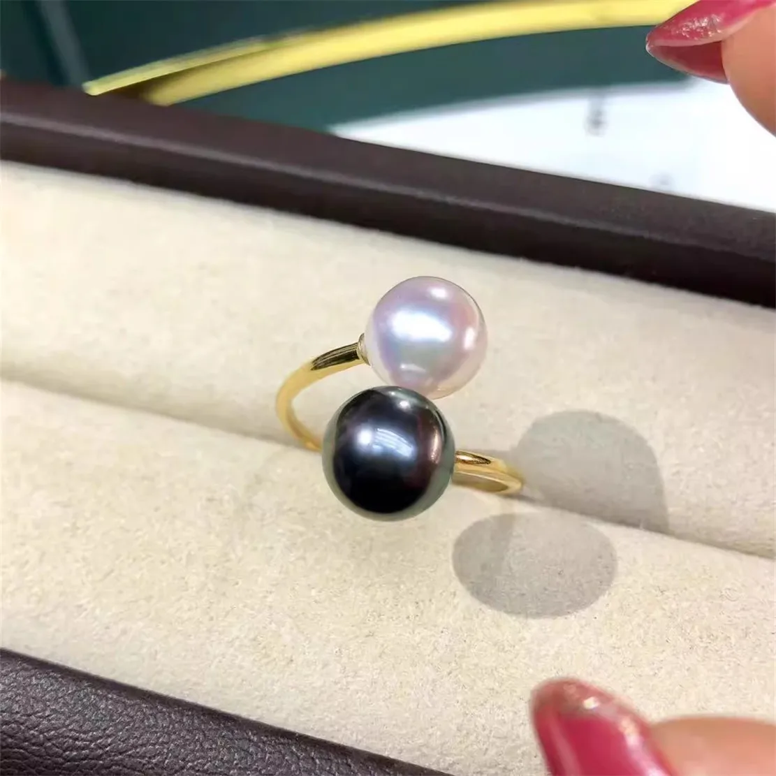

S925 Silver Sterling Ring Inlaid Zirconia Half Hole Pearl Ring Base Resizable Design DIY Handmade Fine Jewelry Ring Accessories