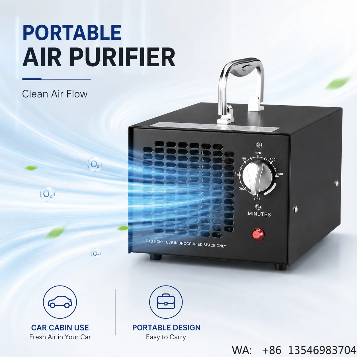 Factory Supply Compact Car Cabin Air Cleaner with AC Adapter 12V Plug Rear Cooling Fan Durable Car Air Purifier