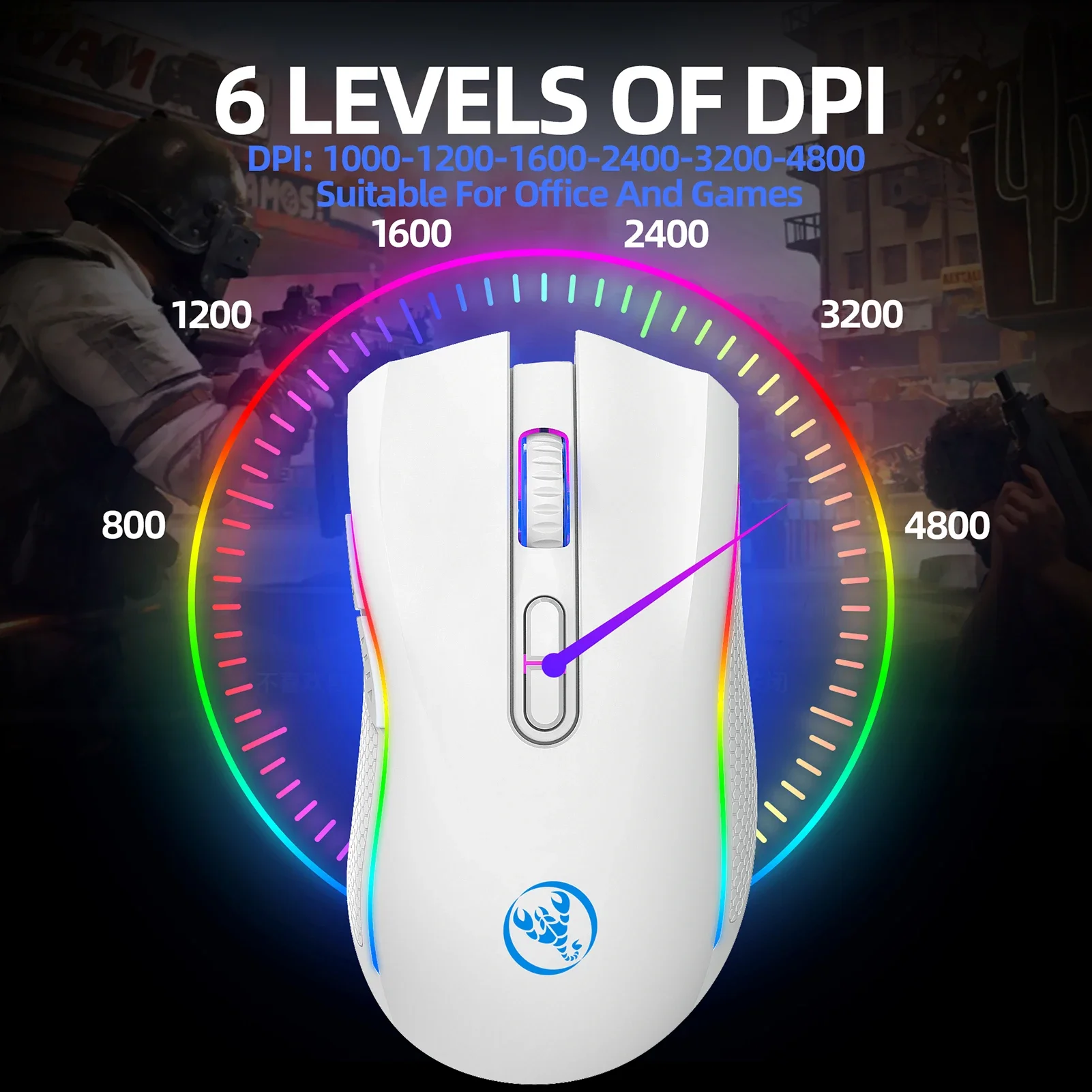 YP Programmable Buttons 10 Million Keystroke Lifetime 4800DPI Gaming Mouse T69 2.4G Wireless Mechanical Mouse RGB Ergonomic 7