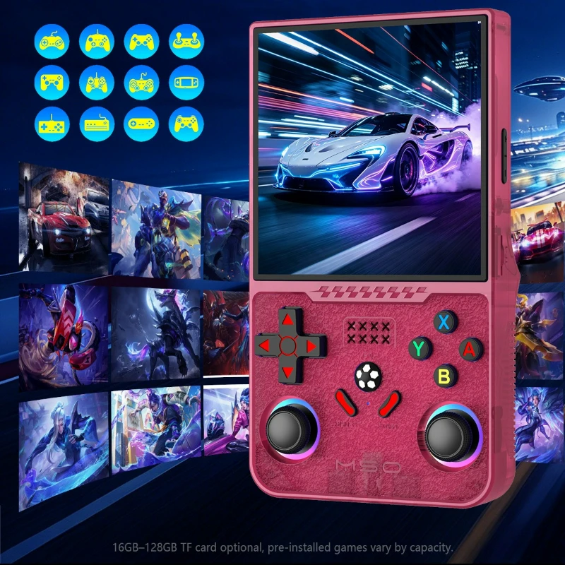 M50 Handheld Retro Game Console Classic ARKOS System 3.5 Inch IPS Portable Video Gaming Console with Single Card for Kids Gift