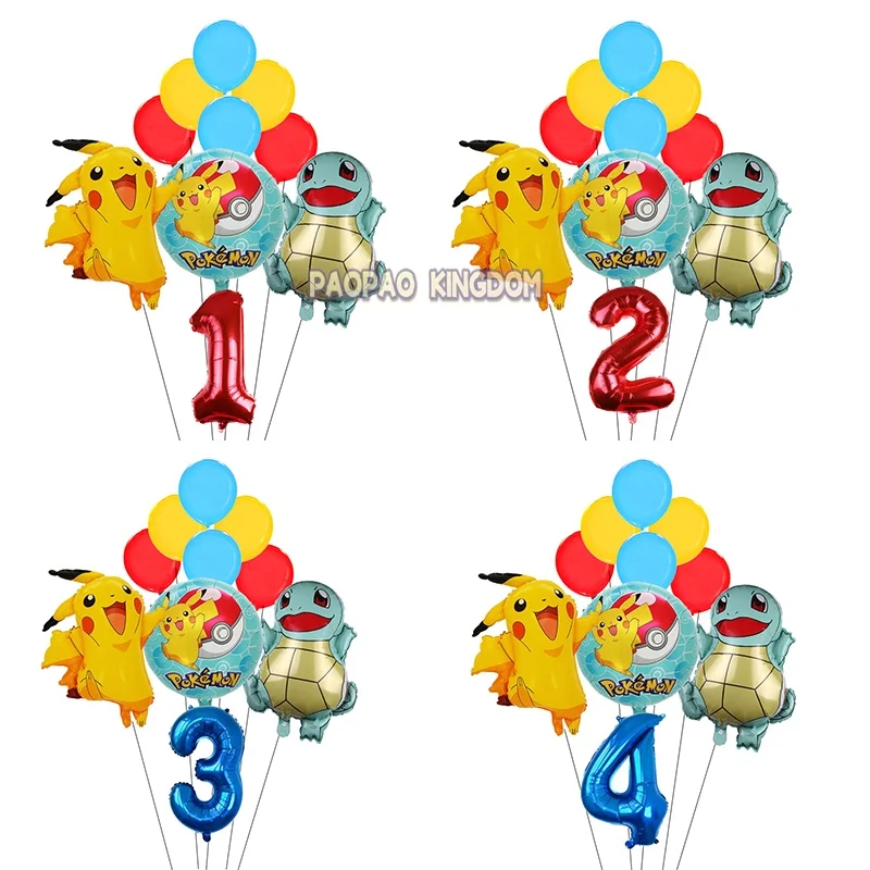 Cartoon Pokemon Pikachu Thema Folienballons Set 1-9 Nummer Kinder Geburtstag Baby Shower Party Dekoration Lieferungen