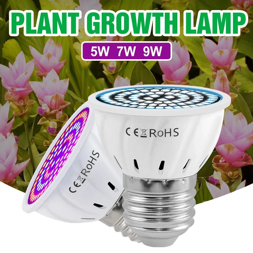 9W Full Spectrum Grow Light 220V LED Indoor Plant Fill Lights E27 Greenhouse Tent Flower Potted Succulent Cultivation Lighting