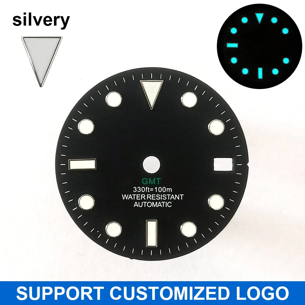 28,5-mm-Zifferblatt geeignet für NH-34/35/36 Uhrwerke, GMT-Leuchtzifferblatt, individuelle Anpassung von Logo/Namen, DIY-Zifferblatt-Uhrenteile – Detail 4