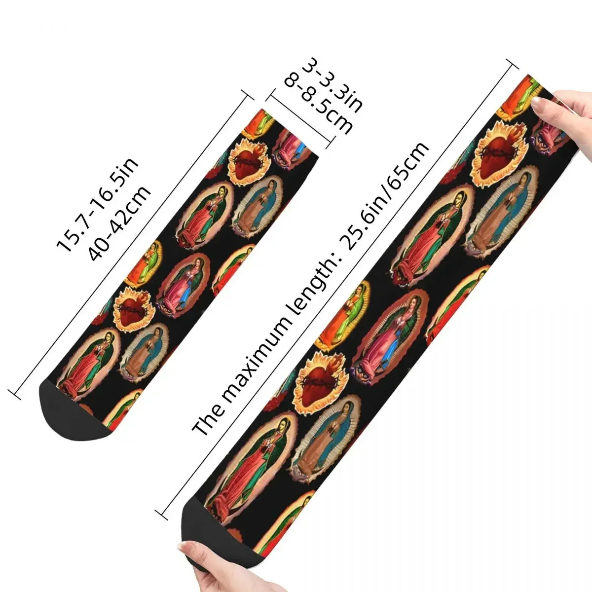 Sock for Men Our Lady Of Guadalupe Virgin Mary Hip Hop Christ Breathable Pattern Printed Crew Sock Seamless Gift