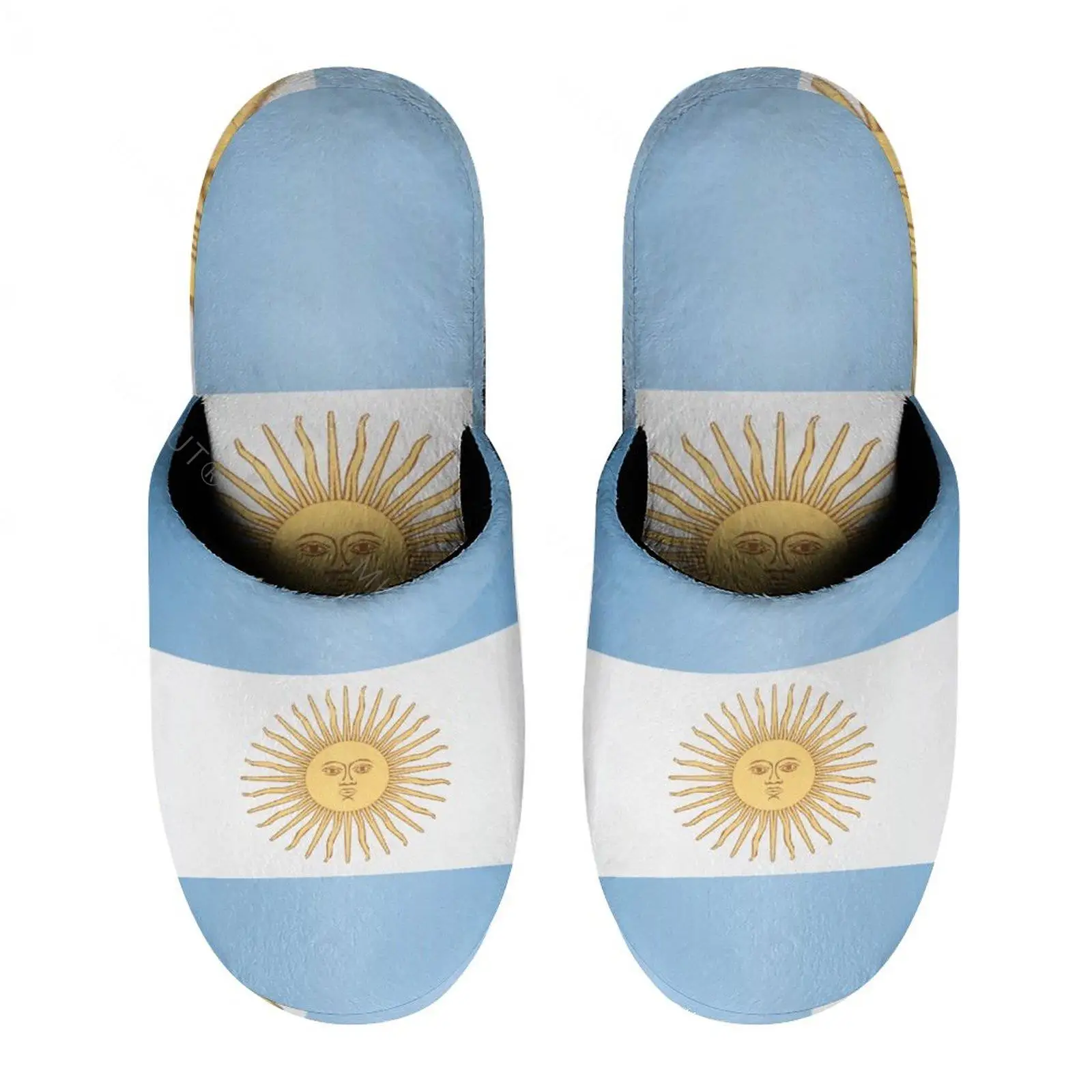 Argentina Flag (15) Warm Cotton Slippers For  Men Women Thick Soft Soled Non-Slip Fluffy Shoes  Indoor House Slippers Size