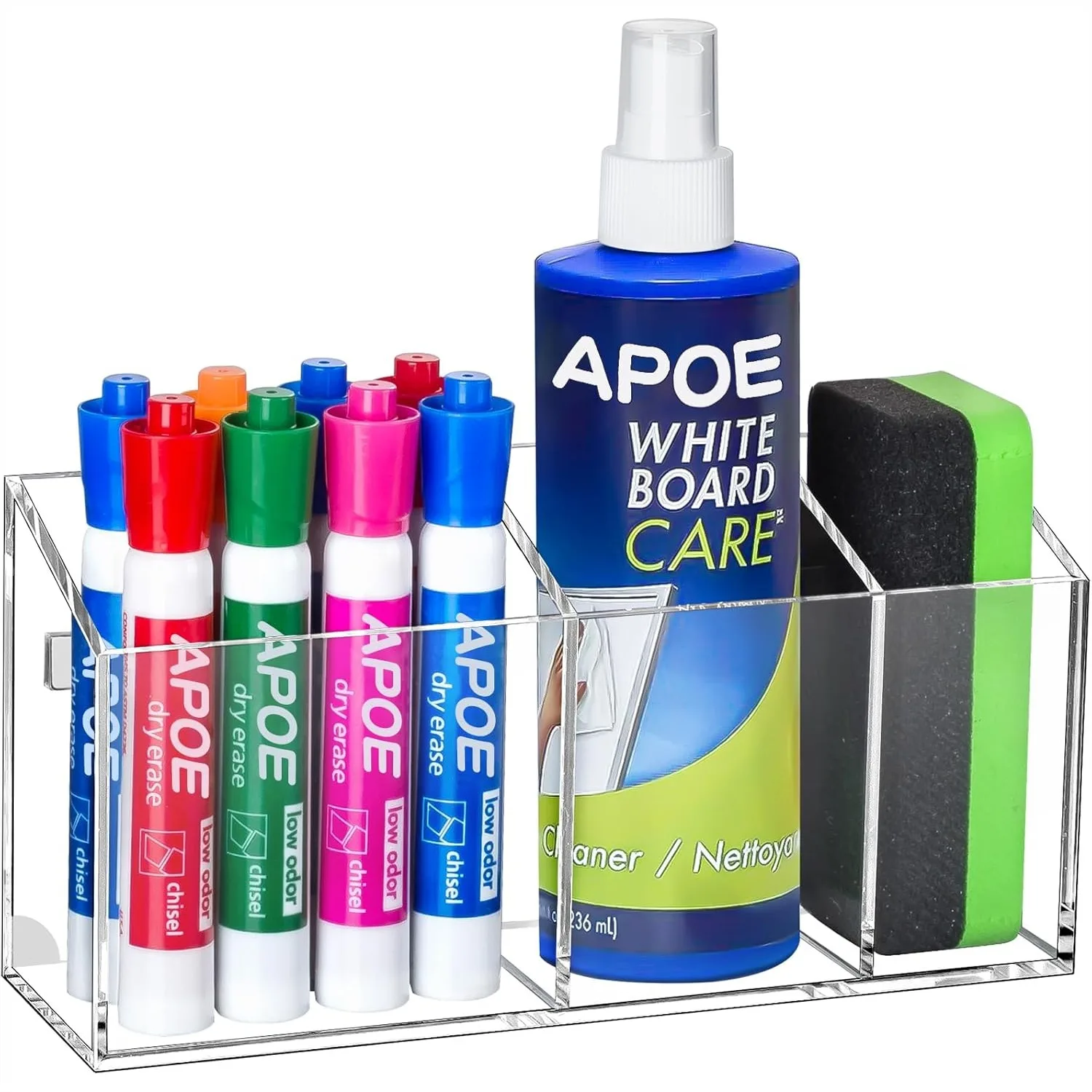 

Acrylic Magnetic Pen Holder for Whiteboard Fridge Organizer, 7.9x2.3x3.9 Inches Clear Marker Storage for Office Classroom