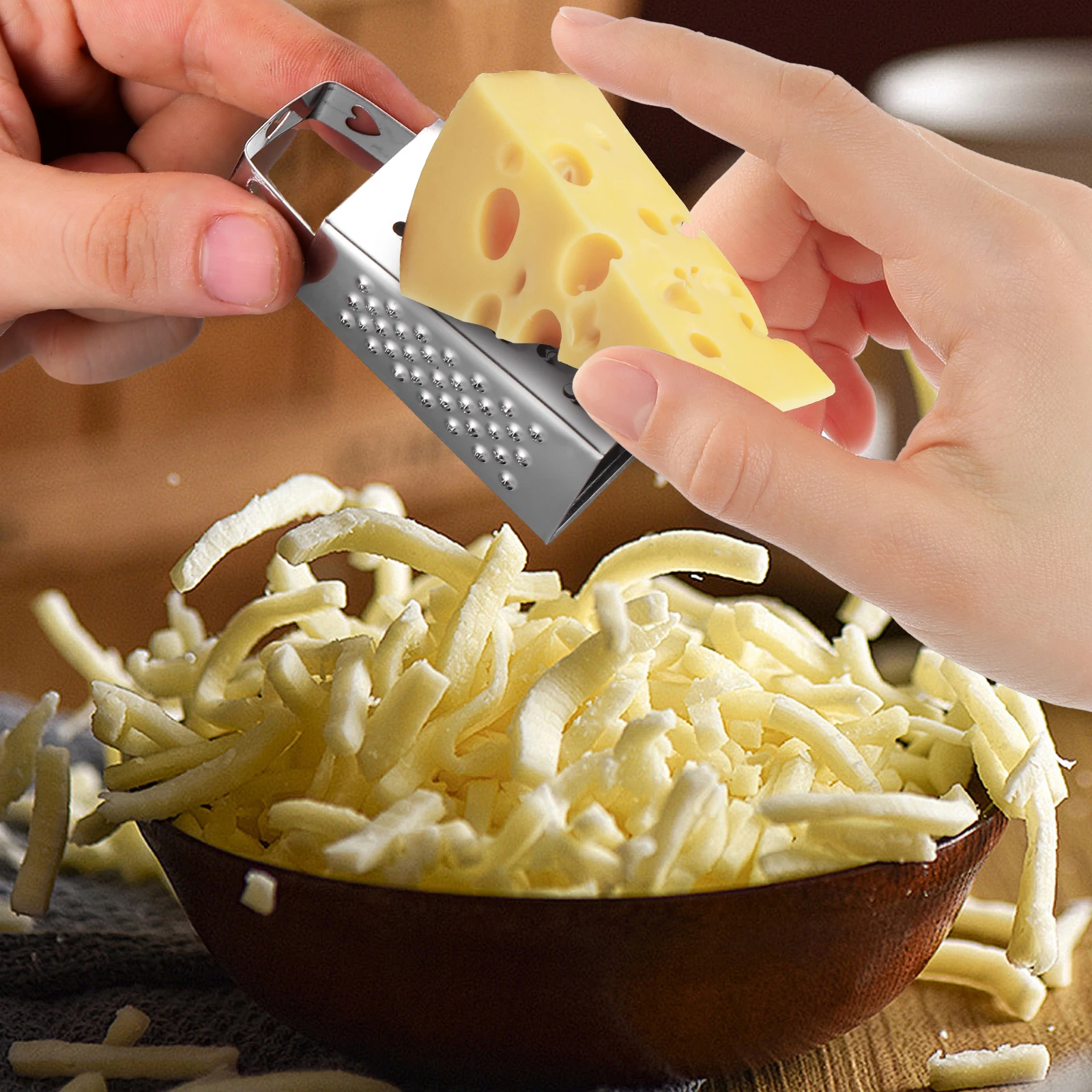 

6Pcs Mini Cheese Grater Stainless Steel Four-Sided Box Grater Versatile Shredder Slicer for Kitchen Vegetable Cheese Garlic