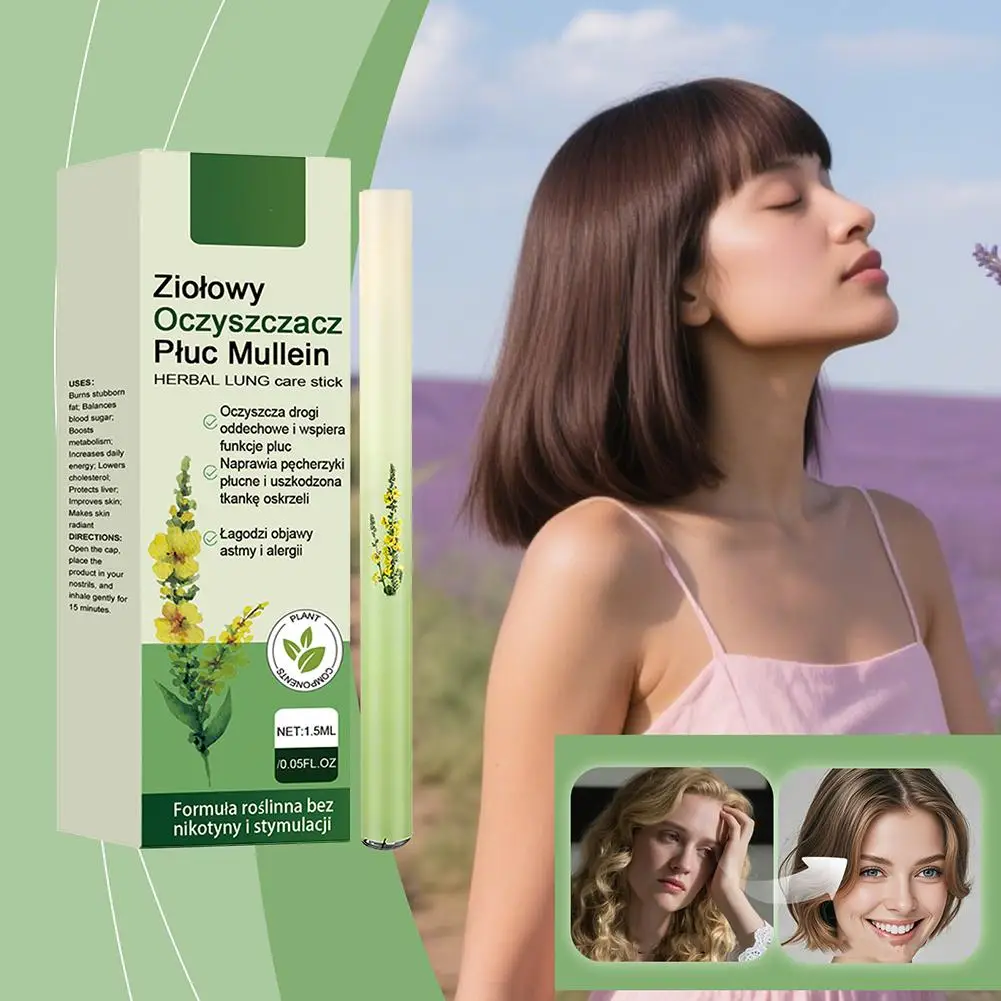 

1Pcs Herbal Diffuser Pen with Extracts of Mullein Mints Rosemary Natural for Lung Cleansing Clear Breathing Improvement 1.5ml