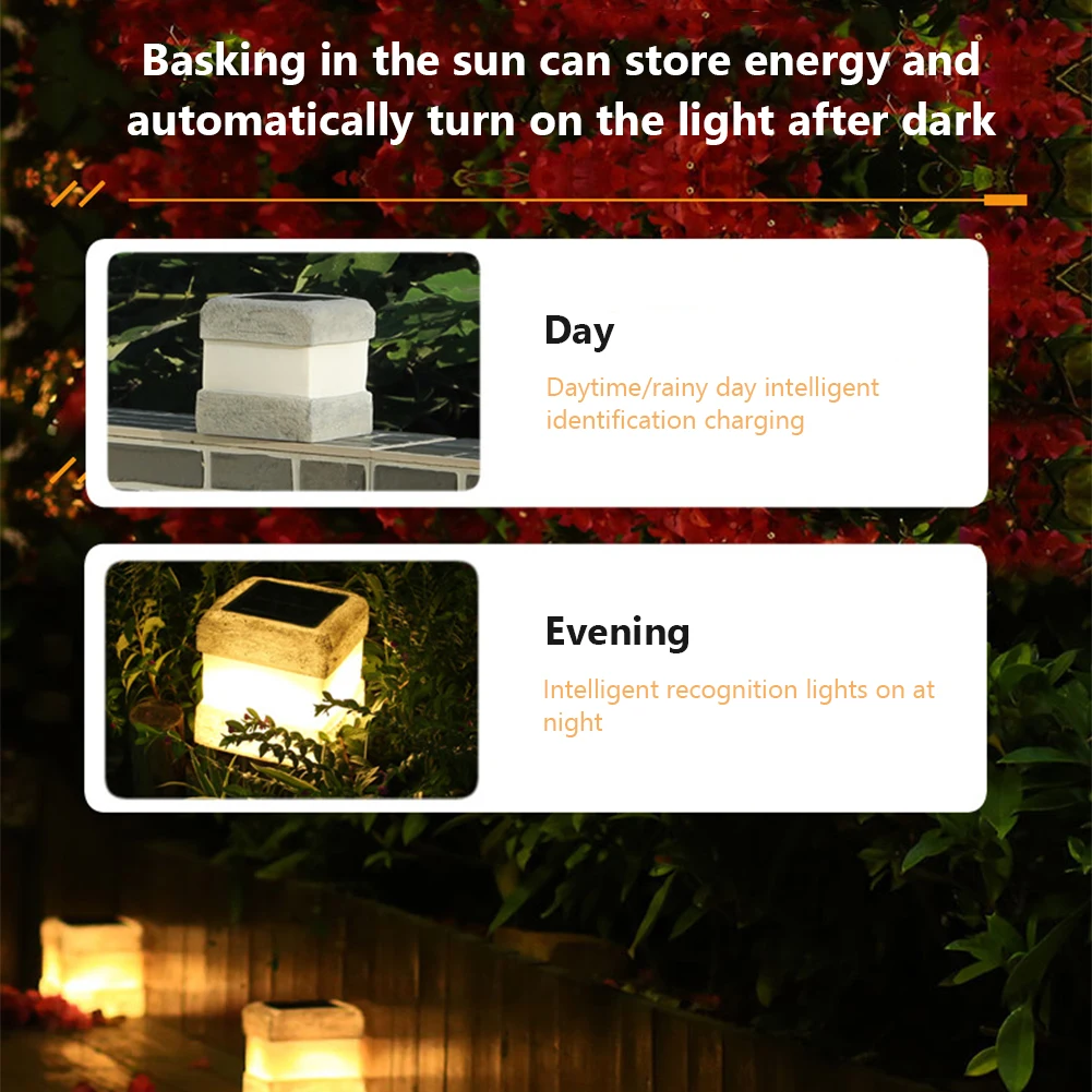 LED Solar Post Lichter im Freien wasserdichte Zaun Post Cap Lichter solar betriebene Simulation Stein Post Lampe für Terrasse Veranda Dekor