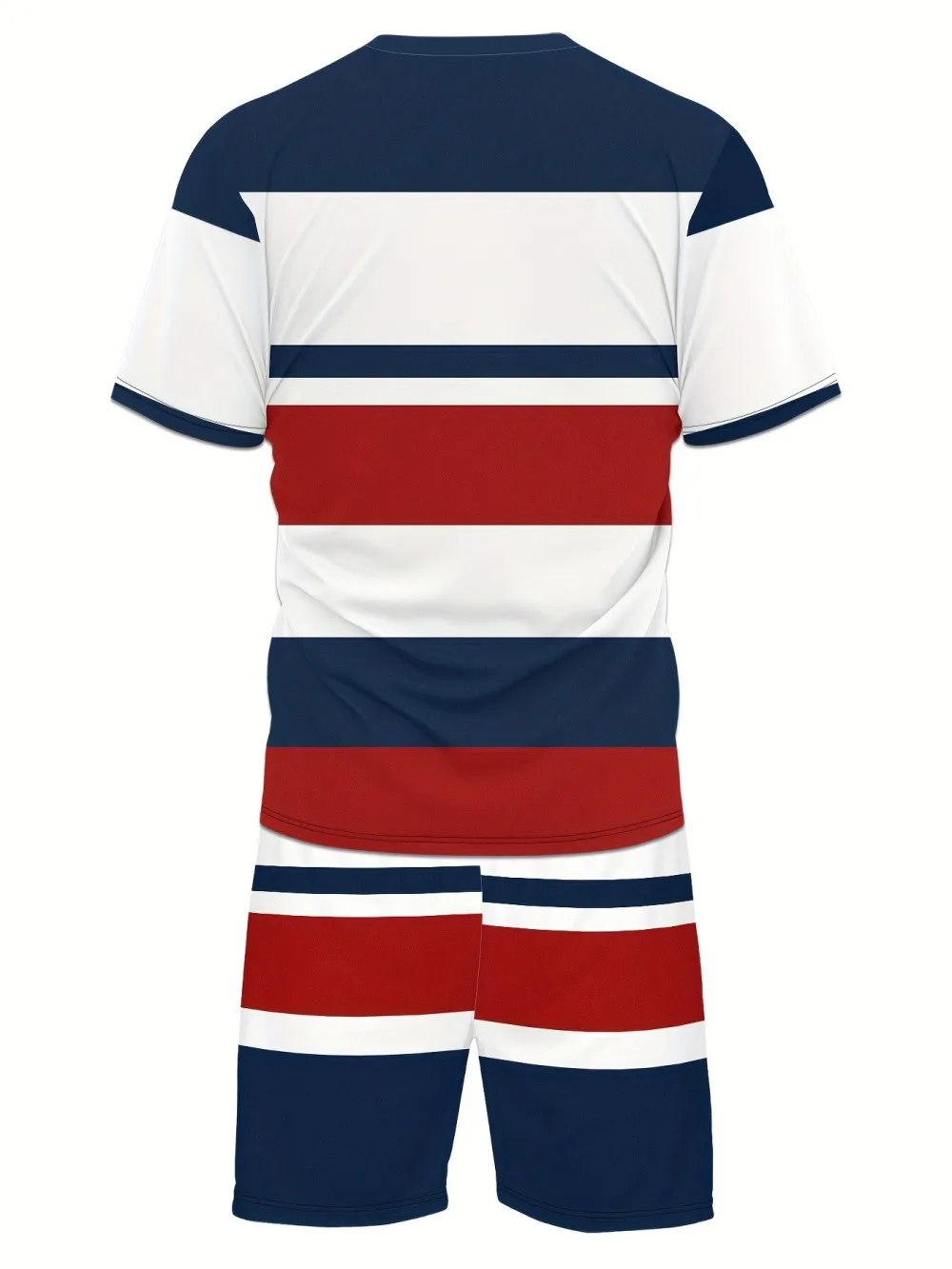 Summer Men's New Spliced Printed Pattern Breathable Round Neck T-Shirt and Shorts Outdoor Skin Friendly Casual Two-Piece Set
