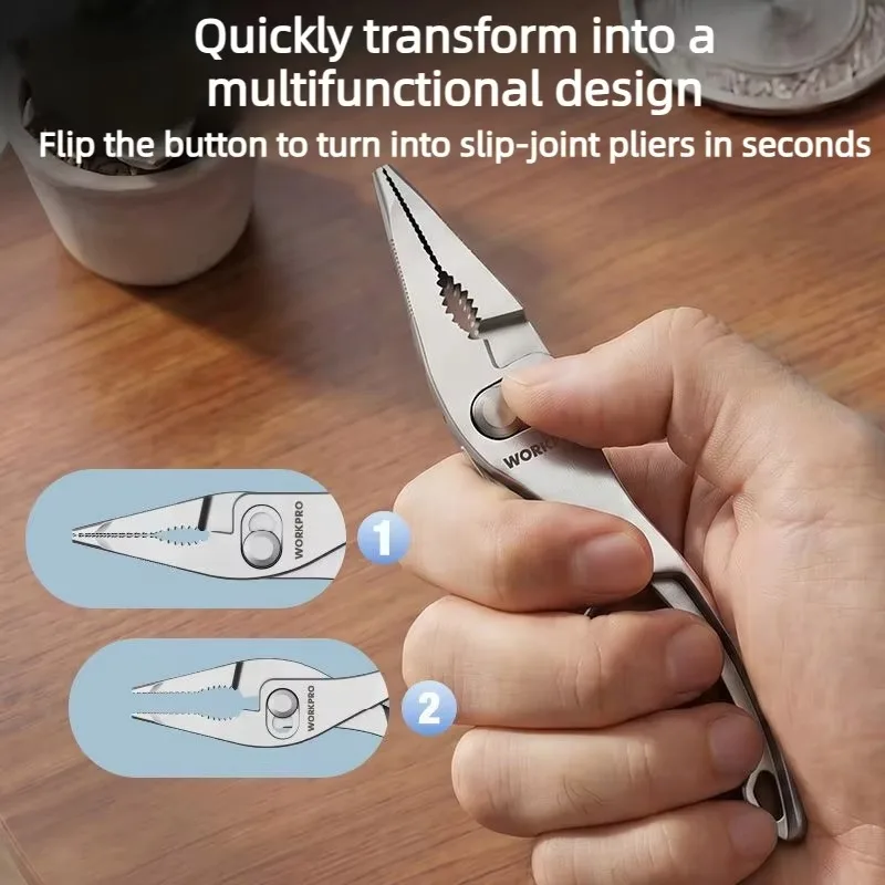 Multi Functional 4.7 Inch Mini Pointed Nose Pliers Adjustable Slip-joint Pliers Electroplating Rust Prevention Jaw