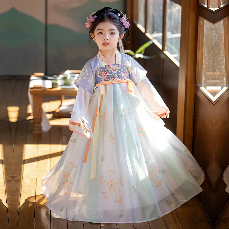 

2024 Children Hanfu Costume Girl Hanfu Tang Dynasty Chinese Style Princess Fairy Dress Kids Clothing Show Elegant Costumes