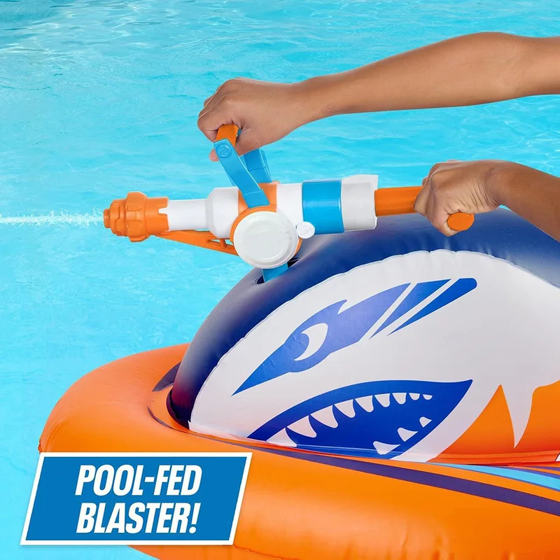best-selling children's inflatable shark motorboat with water gun, comfortable seat, and thickened water ride-on toyPVC