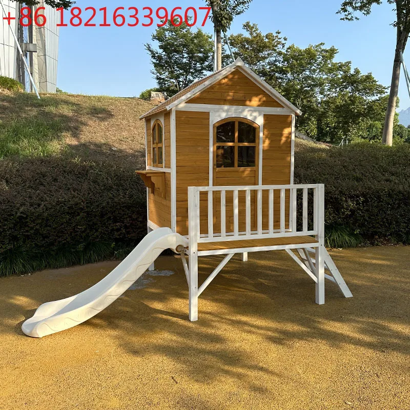 

Kindergarten wooden house outdoor slide puzzle playground room children's outdoor large tree house