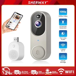 2.4GHZ WIFI video doorbell camera Intelligent intercom humanoid recognition 1080P HD night vision security smart home doorbell