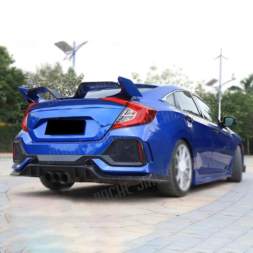 

For Honda Civic 10th Sedan 4 Door 2016-2020 Car Decoration ABS Plastic Rear Roof Spoiler Wing Trunk Lip Boot Cover Car Styling