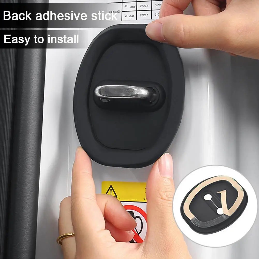 

4Pcs Silicone Car Door Latch Protective Cover Universal Shock Absorption Door Lock Cover Anti-Rust For Vehicle Lock Cylinder