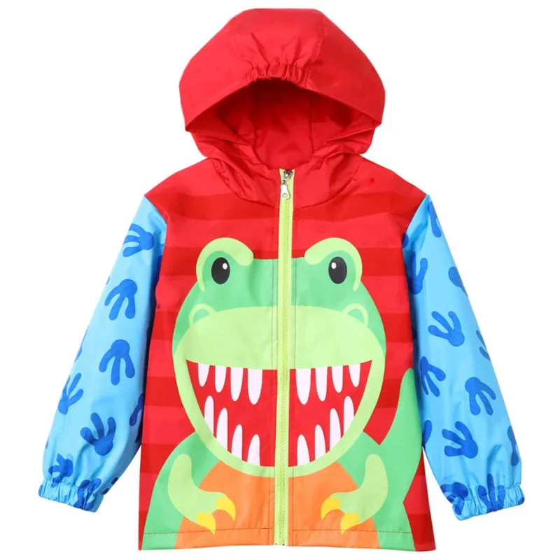

Kids Raincoat Clothes Boys Jackets Children Hooded Zipper Windbreaker Baby Girls Fashion Print Coat Infant Waterproof Hoodies