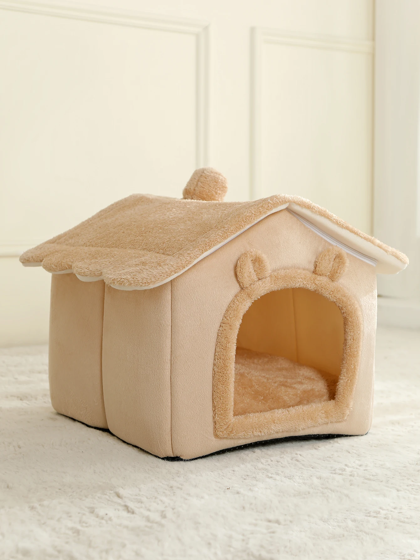Lit-canapé pliable et lavable pour chat, avec coussin amovible, idéal pour les petits chiens et chats. Coussin doux en forme de tente, adapté aux quatre saisons._voghion.com