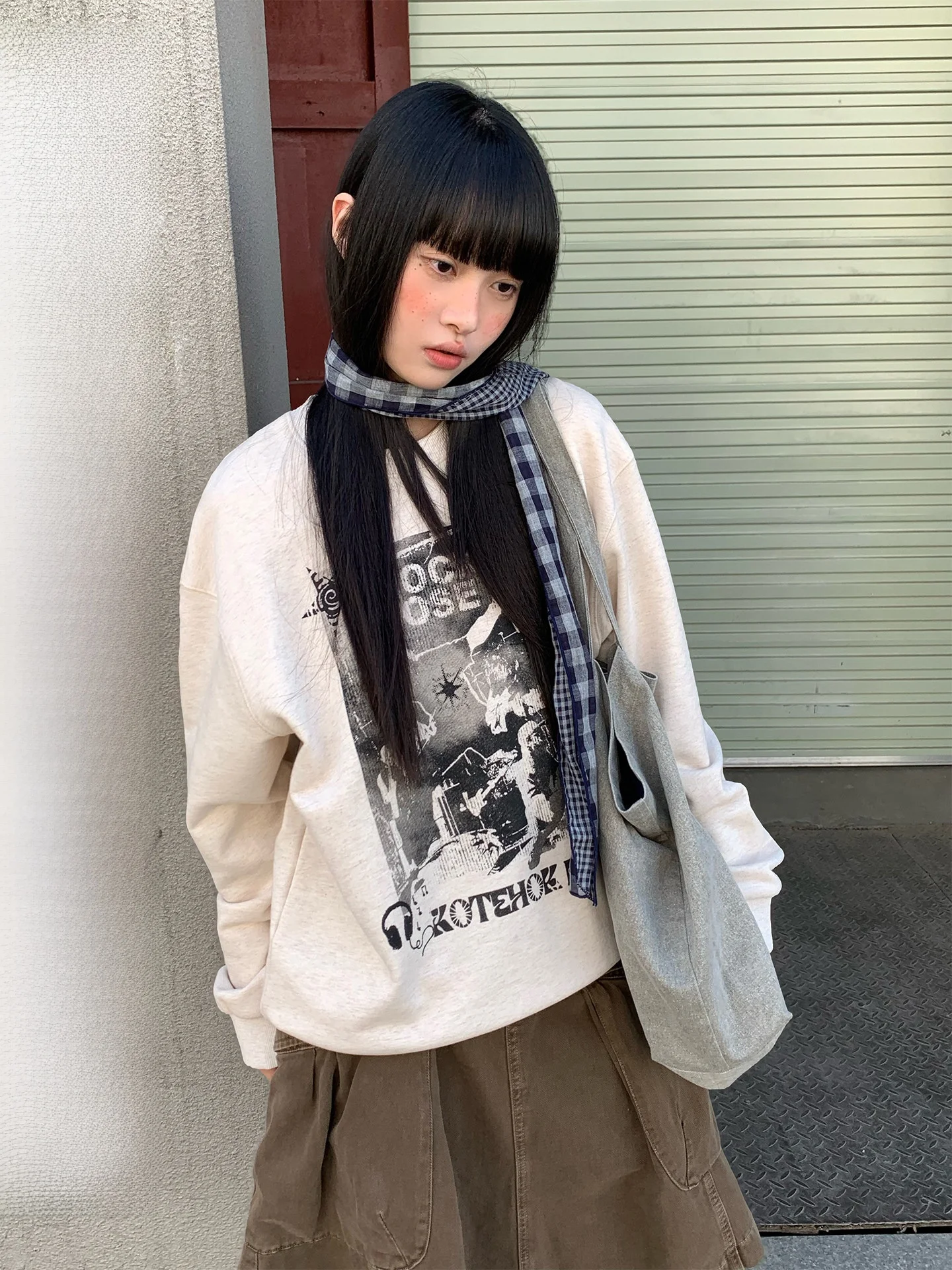 

Женский повседневный свитшот COK Early Spring Korean Sle Commute Vintage Print из хлопка с круглым вырезом