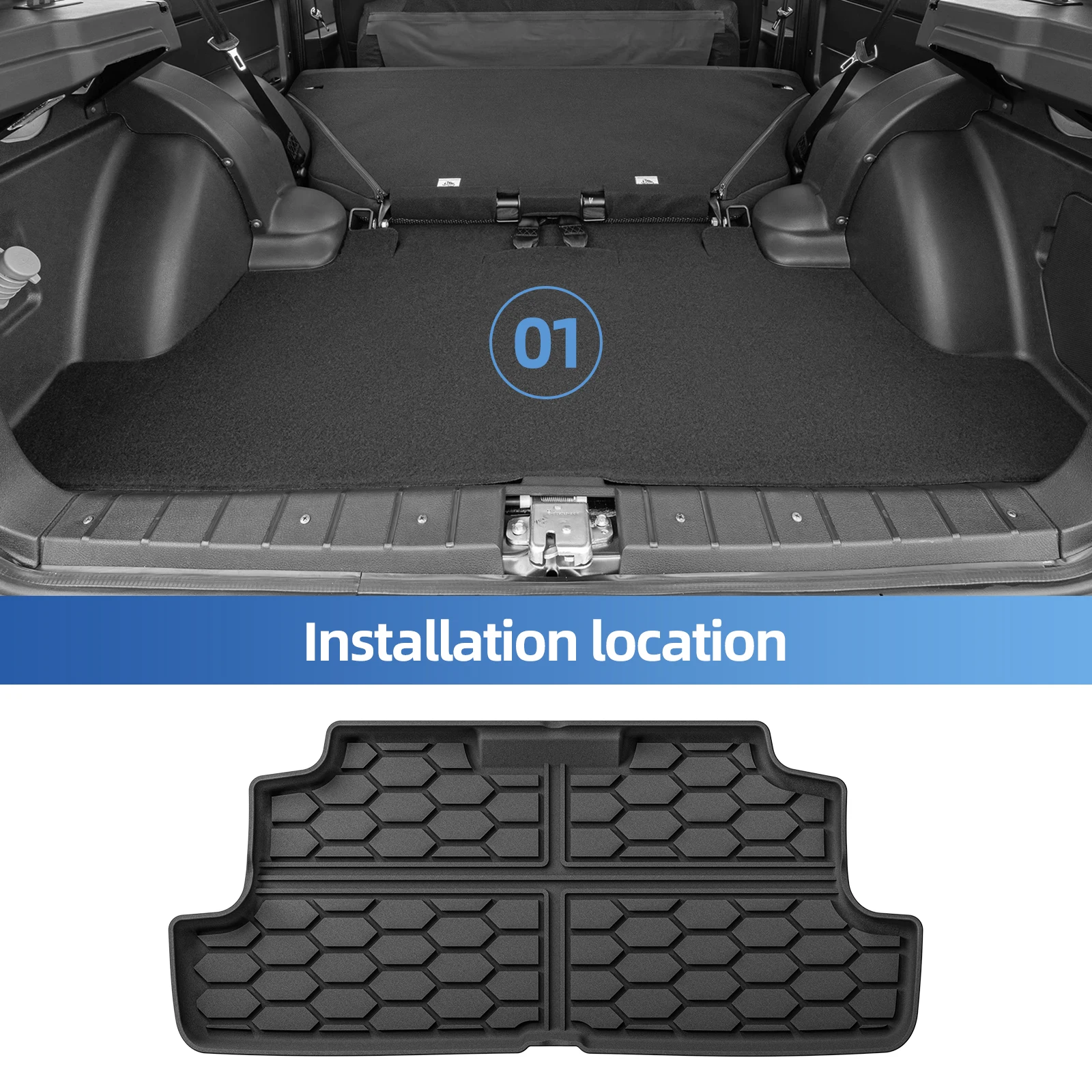 Smabee Left Drive for LADA Niva Legend / LADA 4x4 3-Door Fuel TPE 3D Car Floor Mats Trunk Pad Waterproof Accessories Black