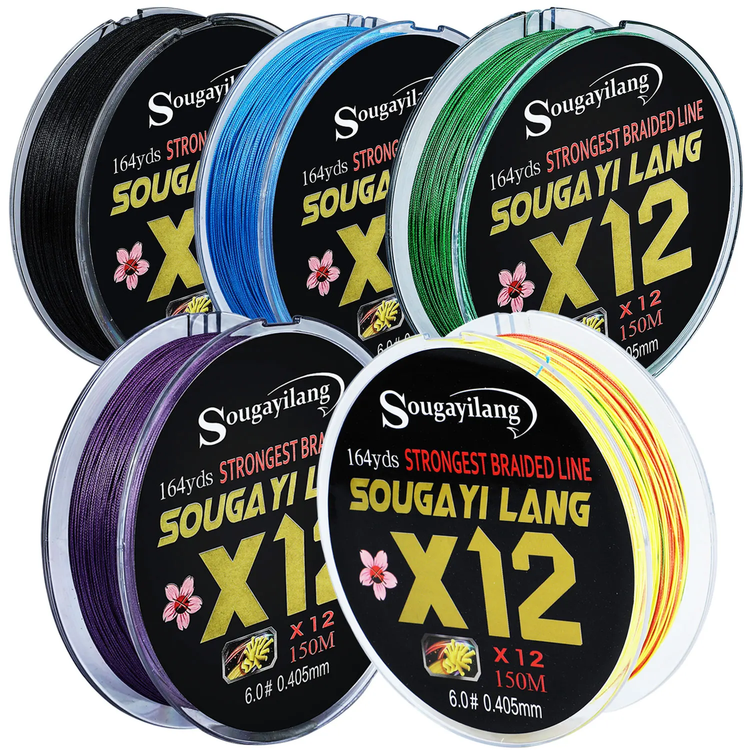 Sougayilang New X12 Super Strong 12 Strands Braided Fishing Line 150M 40LB Multifilament PE Line Saltwater Fishing Tackle