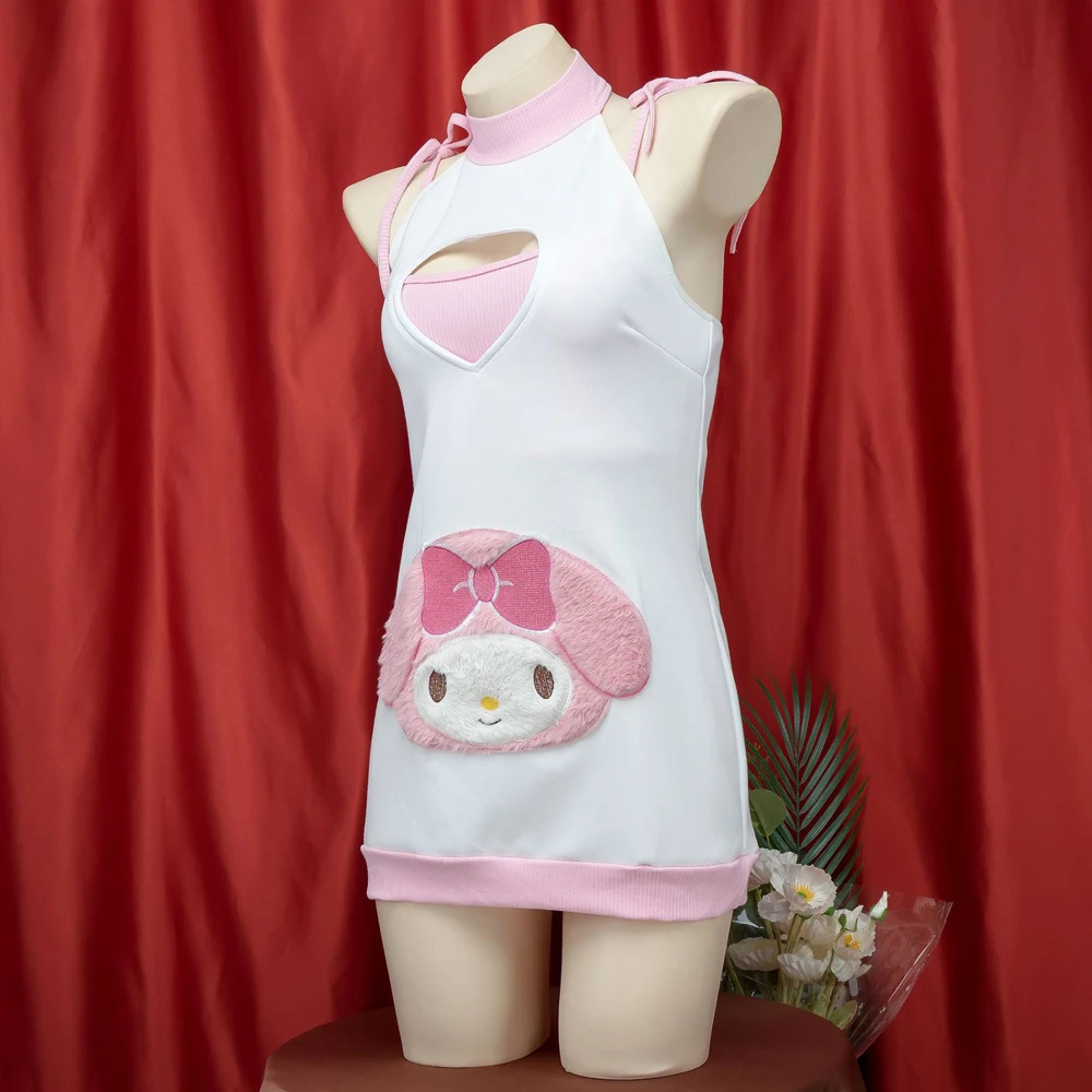 AniLV Lolita Gir Cute Sheep Sweater Maid Unifrom Cosplay Women Love Hollow Short Dress Outfits Costume