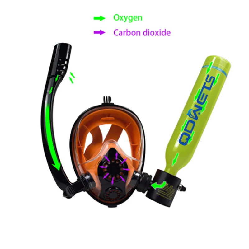 Qdwets-scuba diving set equipamento, snorkel, ar snorkeling equipamentos, mini tanque de snorkel, ar cilindro, oxigênio ao ar livre