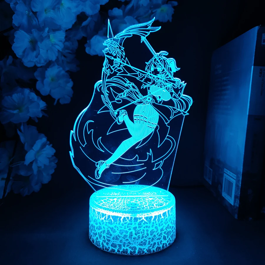 Genshin Impact Figurine Ganyu 3D Night Light Led Game Figure Lamp Kids Birthday Gift Gaming Room Setup LED Table Colorful Lamp