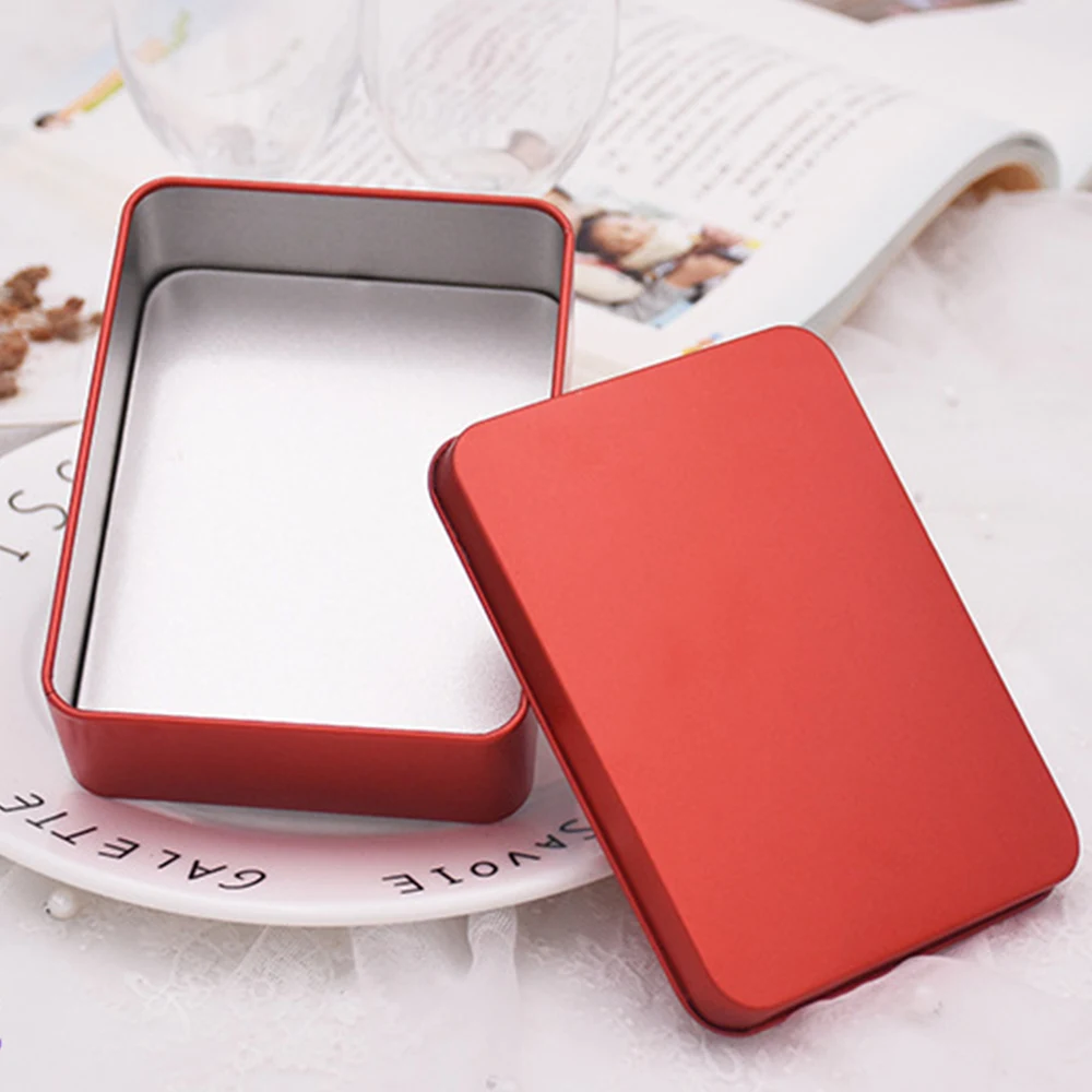 Multifunction Desk Card Organizer Metal Square Storage Tinplate Box Candy Pill Cases Mini Gift Box Portable Sticker Storage Box