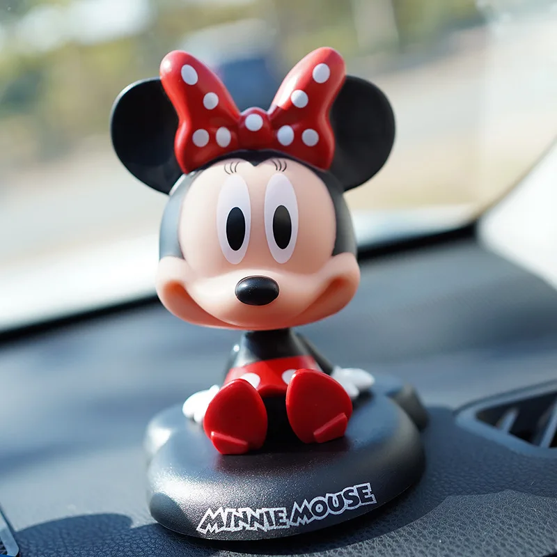 Disney Kawaii Mickey Maus Minnie Wackelkopf Anime Ornament Puppe Schütteln Kopf Cartoon Modell Auto Dekor Zubehör Kinder Hobby Spielzeug