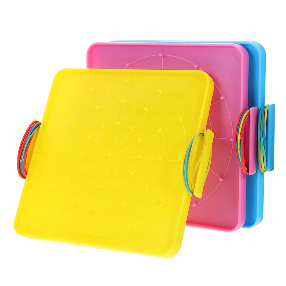 

3 Pcs Student Pin Board Early Educational Development Toy Graphical Mathematical Peg Kids Geoboard Rubber Band Toys Child