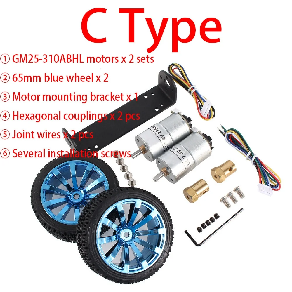 25GM 310 Gear Motor Encoder DC 7.4V Smart Car Chassis Kit 2wd Reversible Reduction Gear Motor Reducer Balancing Trolley Encoder