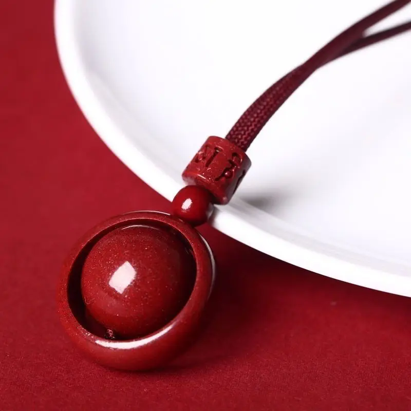 Cinnabar Authentic Transit Bead Pendant for Men and Women with High Content Purple Gold Sand Birthyear Necklace As A Couple Gift