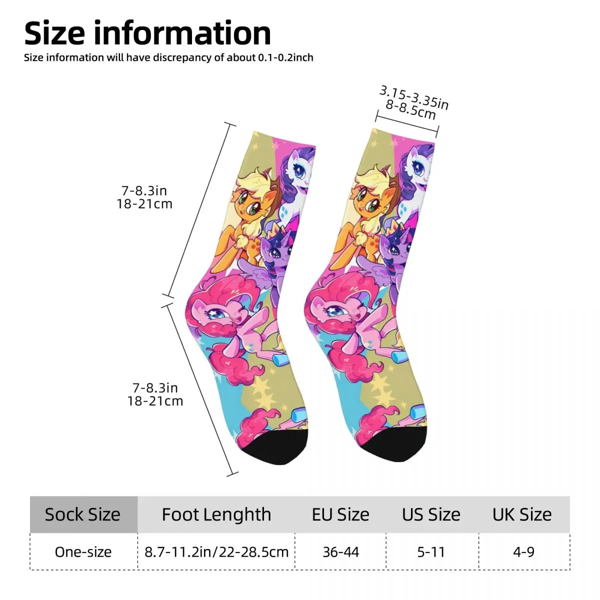 Happy Funny Men\'s Socks Casual Cute Cartoon My-Littled-Ponys Sock Skateboard Women Socks Spring Summer Autumn Winter