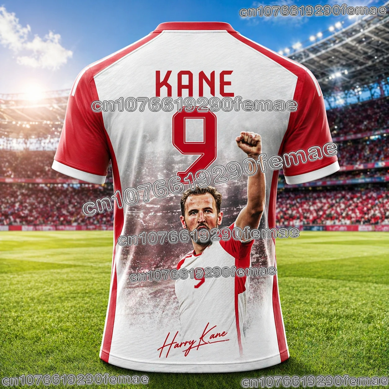 Harry Kane 3D Printed Superstar Football Jersey Quick-Dry Breathable Sports T-Shirt for Active Kids, Men, and Football Fans