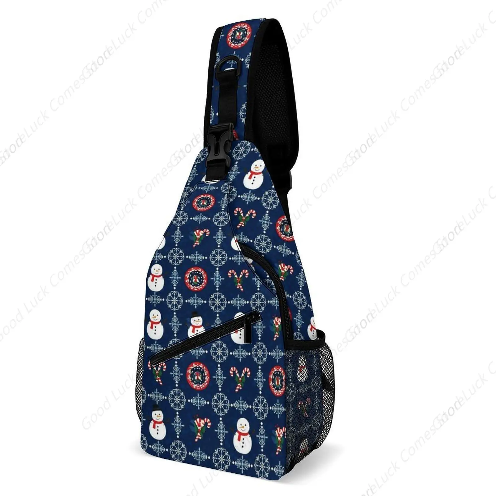 Christmas Snowman Pattern Sling Bag - Fashionable Crossbody Chest Bag for Women Men, Lightweight Travel Hiking Daypack