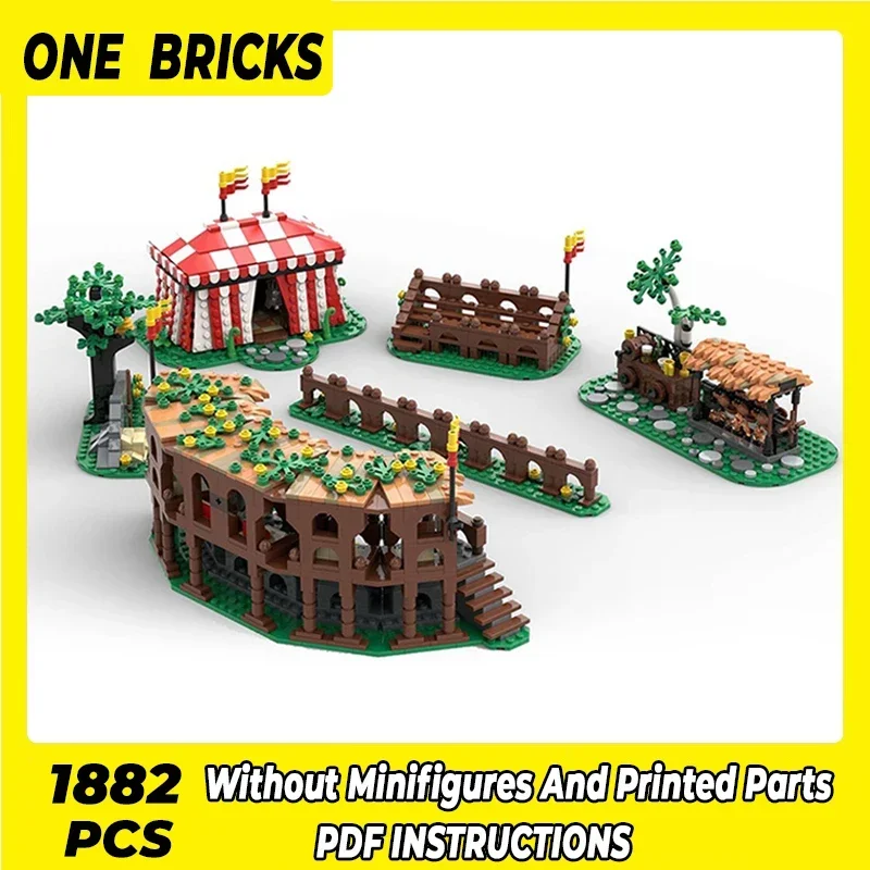 Castillo Medieval modelo Moc, ladrillos de construcción, tecnología de torneo de Caballeros León, bloques modulares, regalo, juguete de Navidad, conjunto DIY de montaje