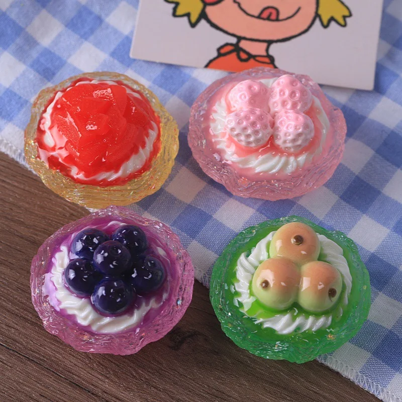 4.5cm Strawberry Egg Tart Fruit Cherry Cake Models Dessert Accessories Food Decoration Desktop Home Decor Scale