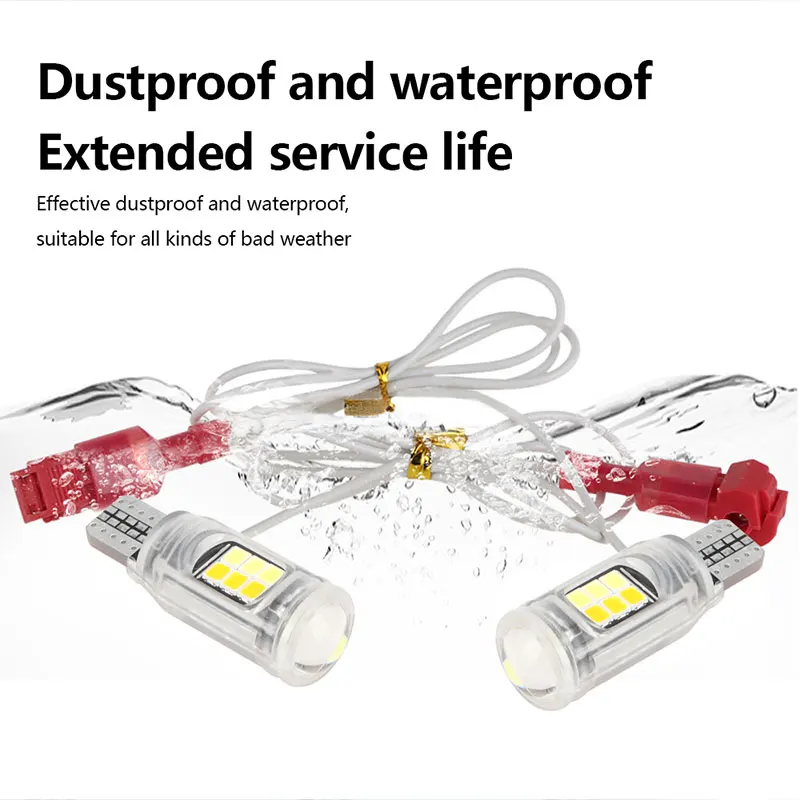 1Pair T15 W16W LED Car Motorcycle Reversing Light Bulbs 2835 16SMD Super Bright Ice blue Yellow Dual Color Turn Signal Light