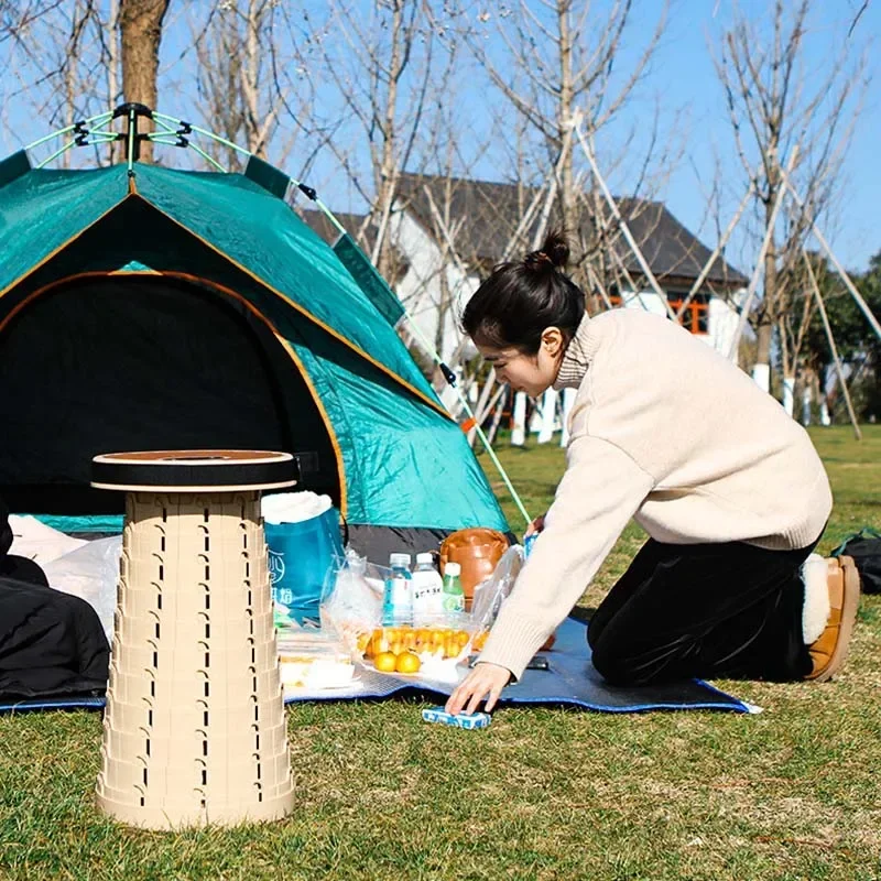 Taburete plegable para exteriores con pegamento suave, cola, portátil, telescópico, viajes, camping, pesca, fuerza de carga, tamaño pequeño,