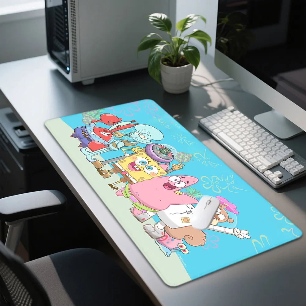 

Большой коврик для мыши S-Spongebobes, моющийся, нескользящий, резиновый, для офиса и игр, настольный коврик для компьютера, аксессуары для компьютера