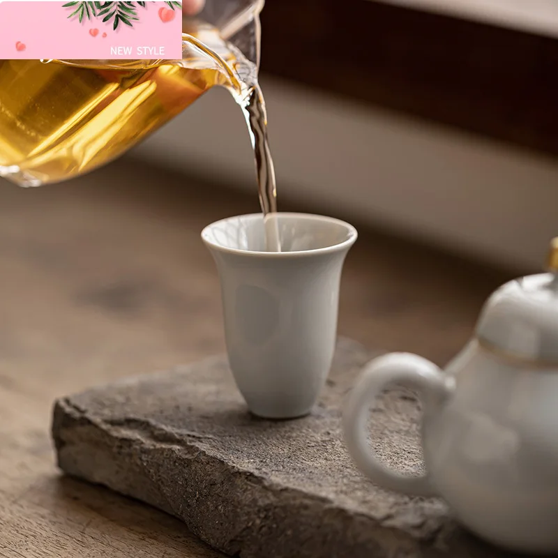 

Dehua 2pc/set 40ml Retro Handmade Ceramic Antique Glazed Master Cups Chinese Kung Fu Teaset Single Small Teacup Tasting Cup