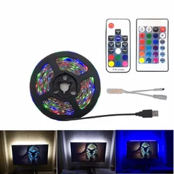 2835 SMD RGB ładowarka USB LED pasek światła DC 5V kabel USB lampa ledowa elastyczna taśma 1M 2M 3M 4M 5M RF IR pilot zdalnego sterowania RGB