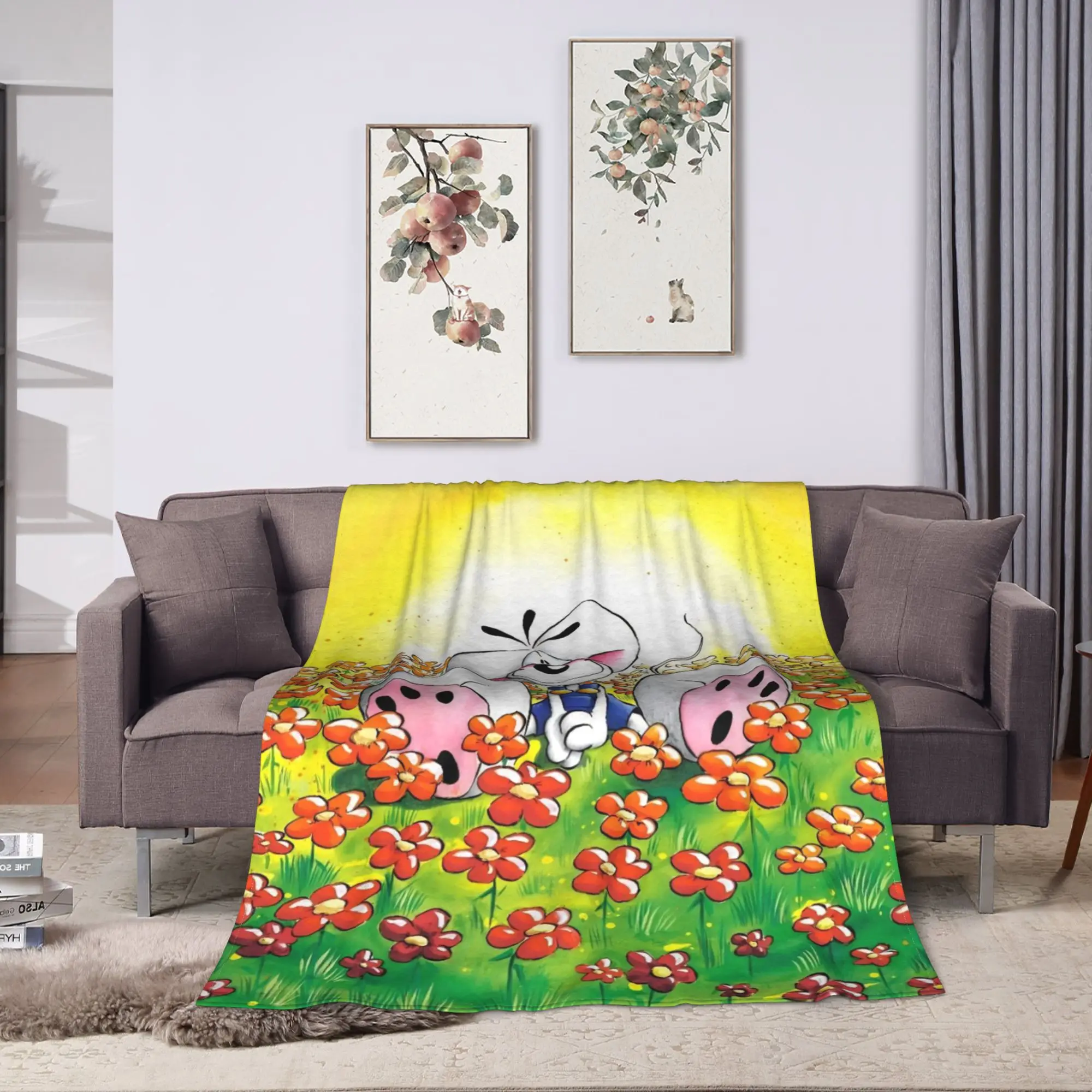 Cute Cartoon D-Diddl Mouse Blanket Flannel Textile Decor Multifunction Super Soft Throw Blankets for Sofa Bedroom Bedding Throws