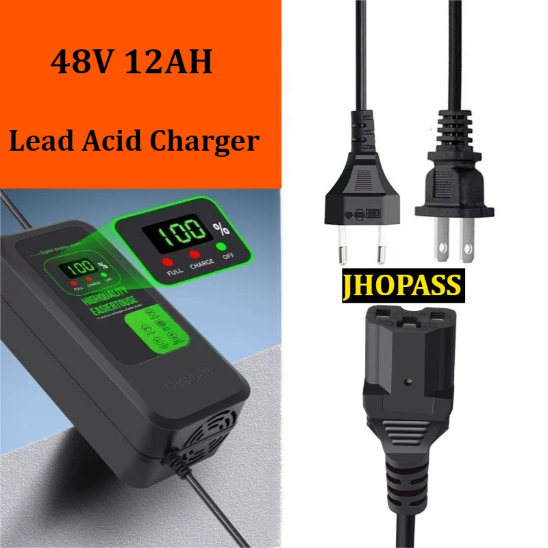 

Умное зарядное устройство для свинцово-кислотных аккумуляторов с ЖК-дисплеем 48 В 12 Ач для мотоцикла, электронного велосипеда, скутера, от 110 В до 220 В с адаптером Великобритании, ЕС, Австралии, США