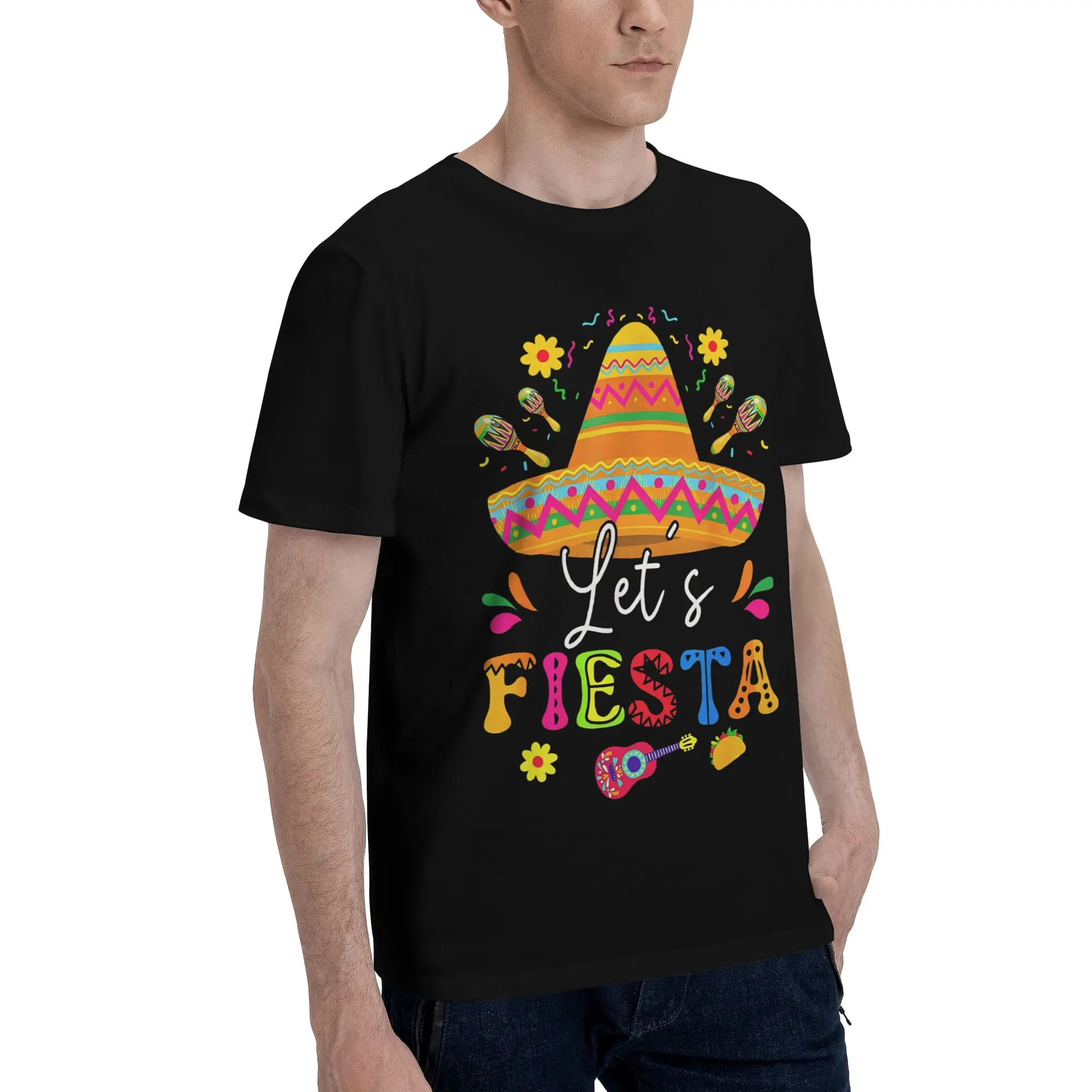 Summer Let's Fiesta Cinco De Mayo  T Shirt For Unisex  Pure Cotton Tee Shirt Short Sleeve Clothing